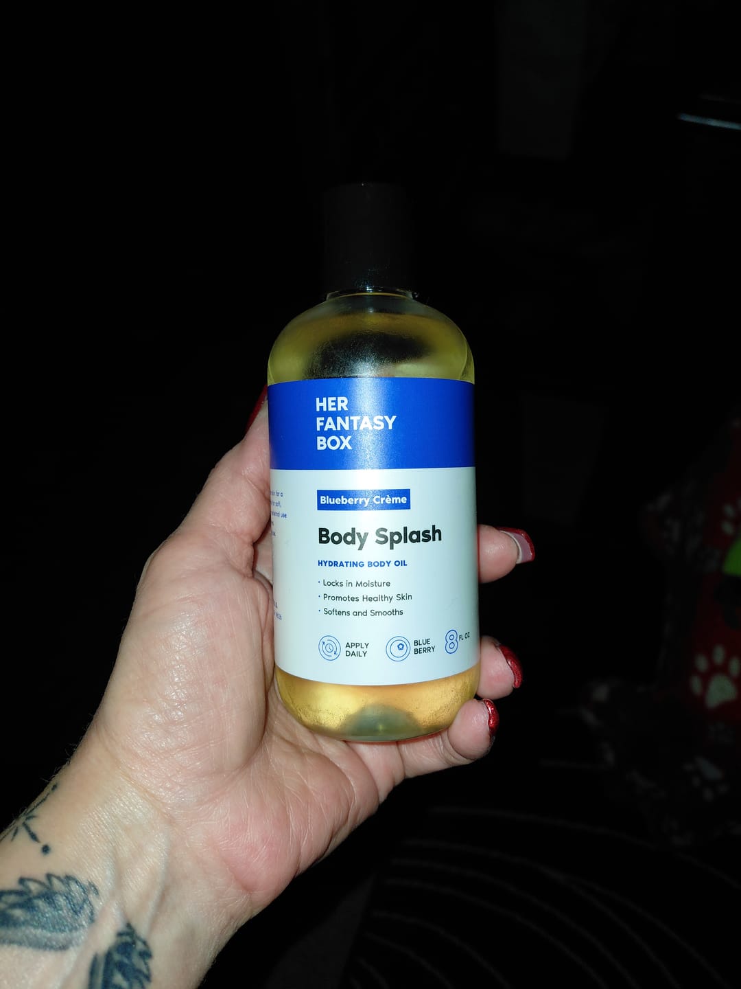 Customer photo review of Body Splash - Skin Smoothing Body Oil (Blueberry Créme)