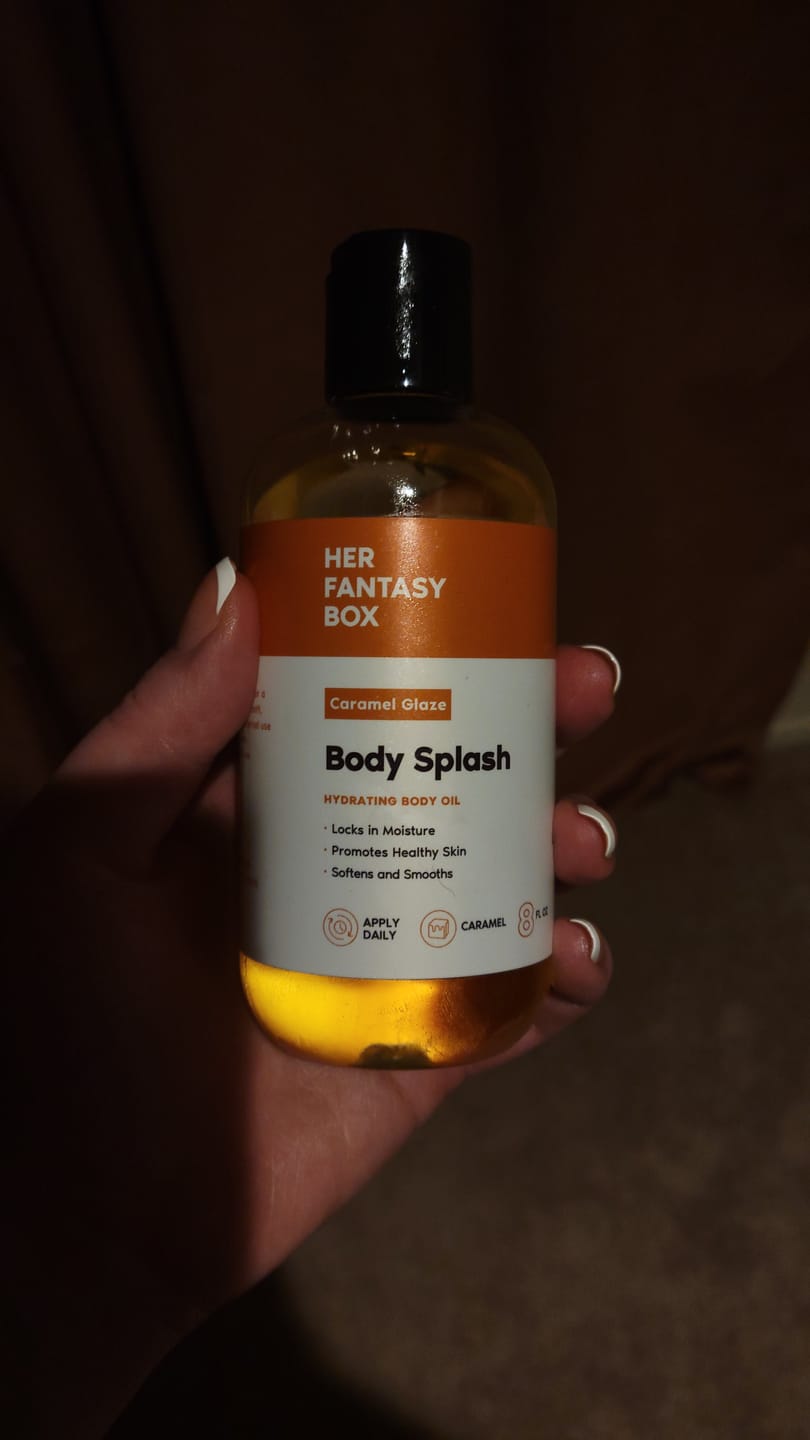Customer photo review of Body Splash - Skin Smoothing Body Oil (Caramel Glaze)